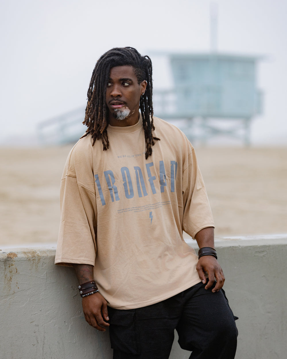 Beige Pump cover Oversized T-Shirt